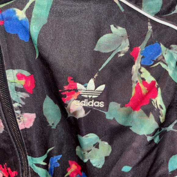 Adidas Originals Bellista Floral Print Cropped Track Jacket Size Medium - Picture 2 of 6